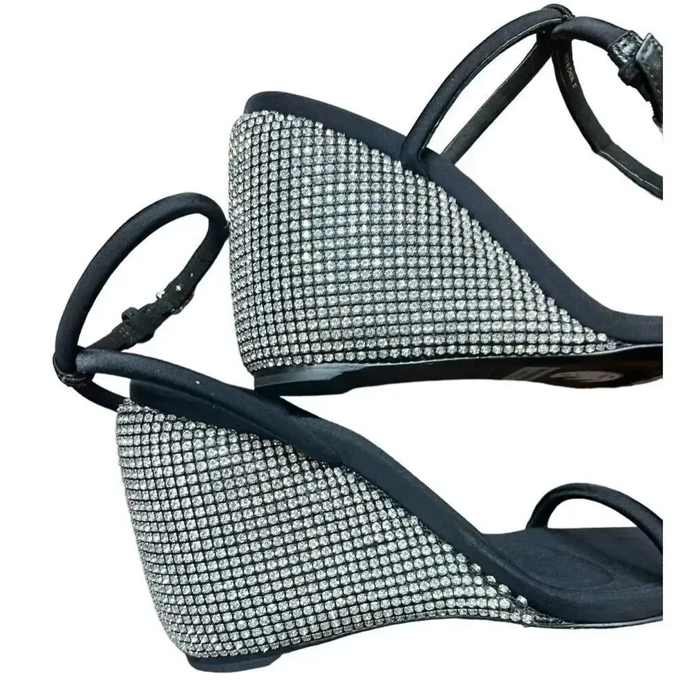 Alexander Wang Dahlia Crystal-Embellished Wedge 105mm Sandals NWOB Size 37